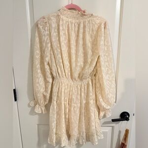 Mock Neck Long Sleeve Jacquard Tiered Dress